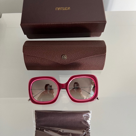 MATSUDA M2035 Square Gradient Sunglasses Deep Burgundy Pink - Picture 1 of 6
